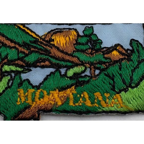 Montana State Outline Embroidered Patch 2 Inch Scenic Landscape Mountains - Picture 6 of 6